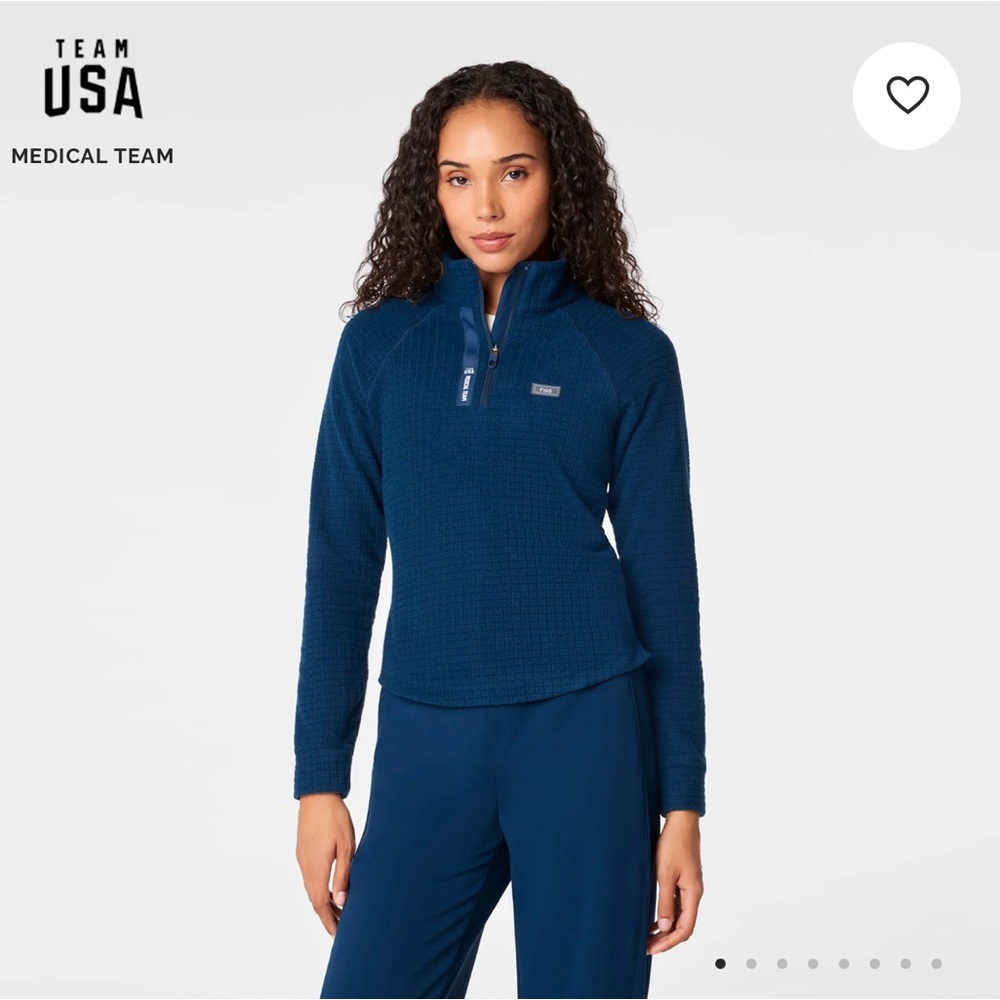 FIGS x Team USA On-Shift Grid Fleece 1/4 Zip Top